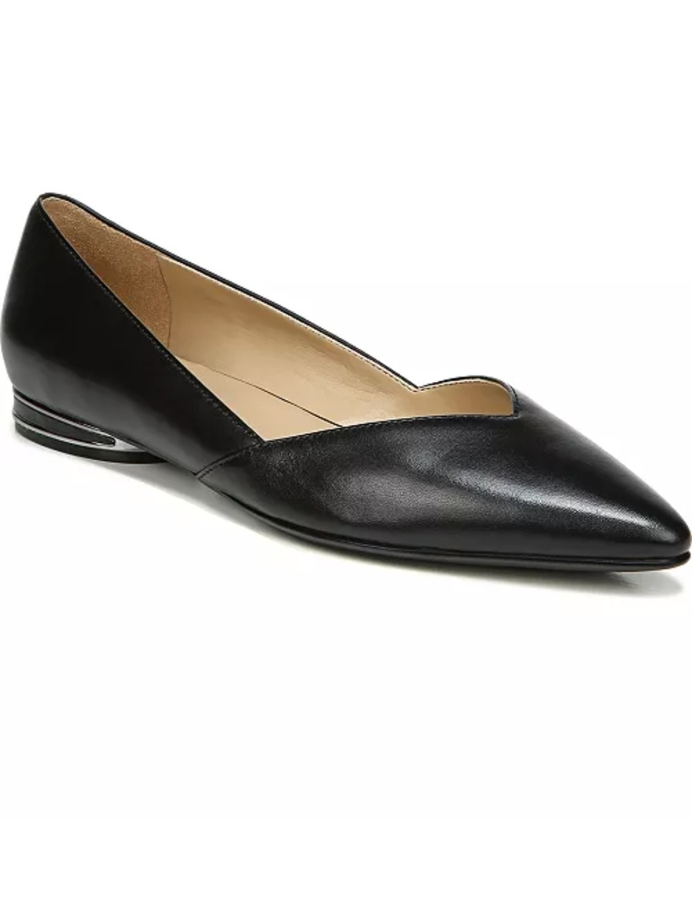 Naturalizer Black Pointed Leather V-Cut Flats